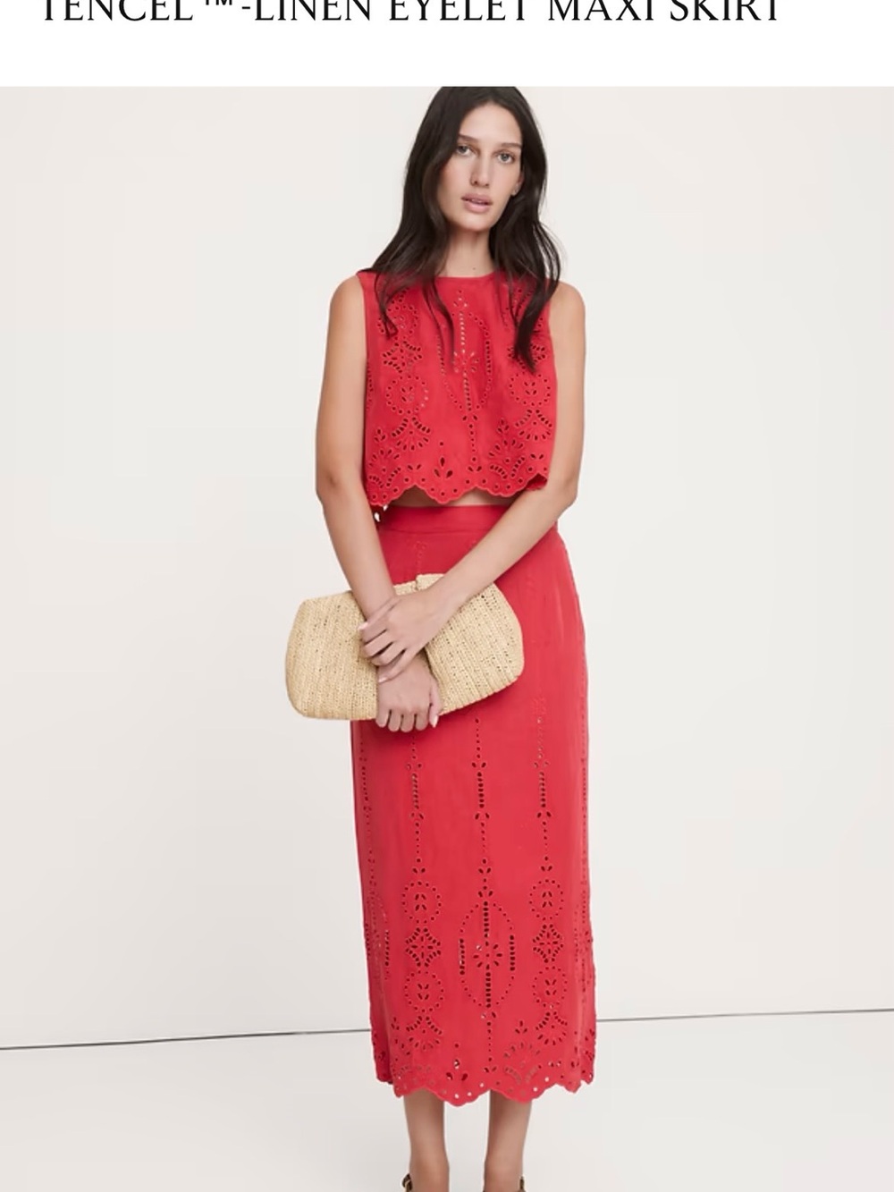 Banana Republic Red Eyelet Maxi Skirt